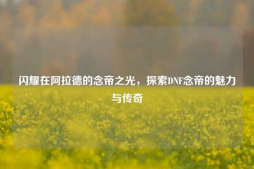 闪耀在阿拉德的念帝之光，探索DNF念帝的魅力与传奇