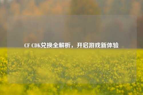 CF CDK兑换全解析，开启游戏新体验