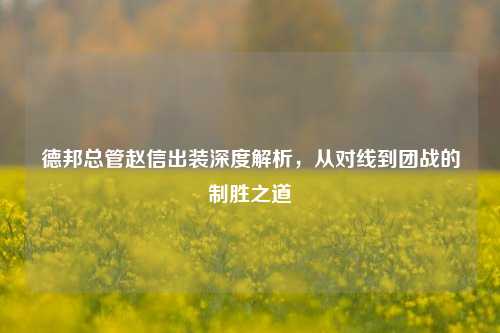 德邦总管赵信出装深度解析，从对线到团战的制胜之道