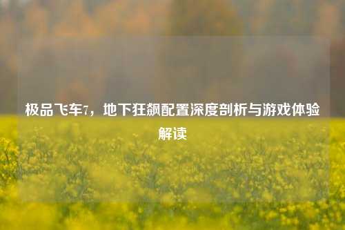 极品飞车7，地下狂飙配置深度剖析与游戏体验解读