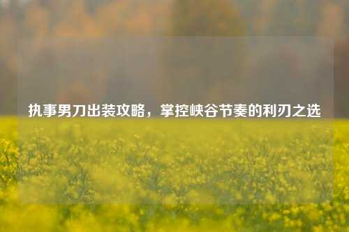 执事男刀出装攻略，掌控峡谷节奏的利刃之选
