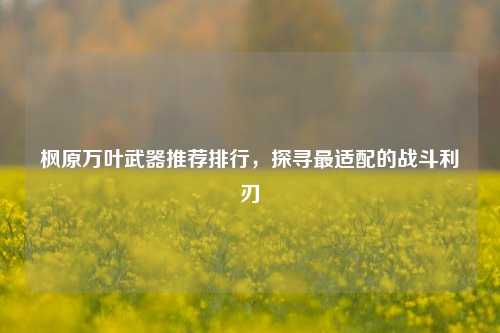 枫原万叶武器推荐排行，探寻最适配的战斗利刃