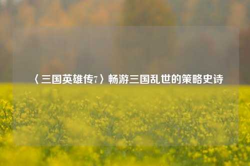 〈三国英雄传7〉畅游三国乱世的策略史诗