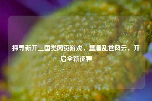 探寻新开三国类网页游戏，重温乱世风云，开启全新征程