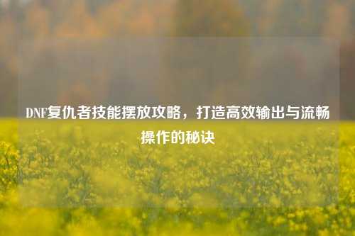 DNF复仇者技能摆放攻略，打造高效输出与流畅操作的秘诀