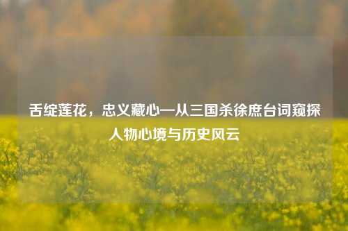 舌绽莲花，忠义藏心—从三国杀徐庶台词窥探人物心境与历史风云