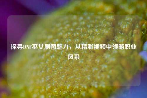 探寻DNF巫女刷图魅力，从精彩视频中领略职业风采