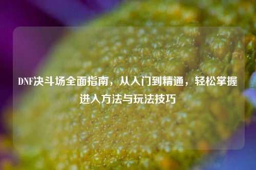 DNF决斗场全面指南，从入门到精通，轻松掌握进入方法与玩法技巧