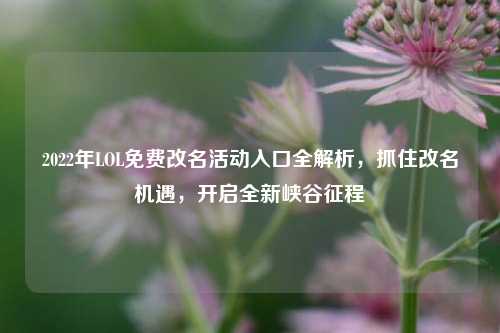 2022年LOL免费改名活动入口全解析，抓住改名机遇，开启全新峡谷征程