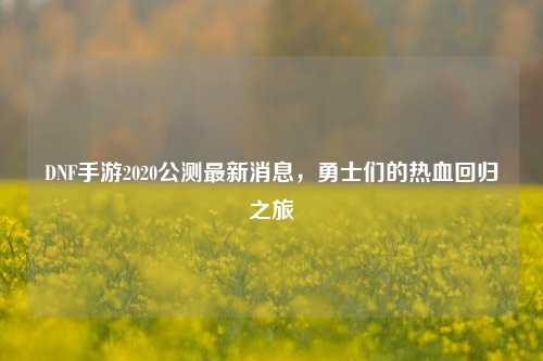 DNF手游2020公测最新消息，勇士们的热血回归之旅