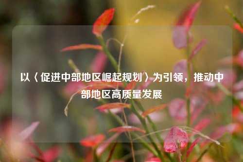 以〈促进中部地区崛起规划〉为引领，推动中部地区高质量发展