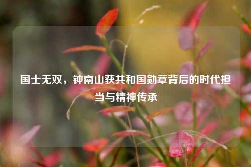 国士无双，钟南山获共和国勋章背后的时代担当与精神传承