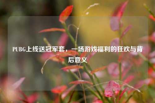 PUBG上线送冠军套，一场游戏福利的狂欢与背后意义
