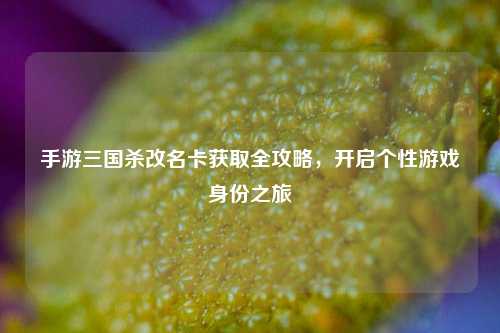 手游三国杀改名卡获取全攻略，开启个性游戏身份之旅