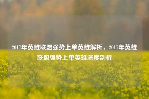 2017年英雄联盟强势上单英雄解析，2017年英雄联盟强势上单英雄深度剖析